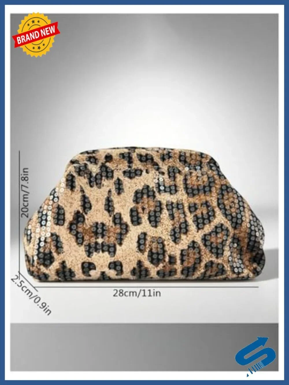 Verdusa Sequin Leopard Clutch Evening Bag Y2K Ruched Party Purse